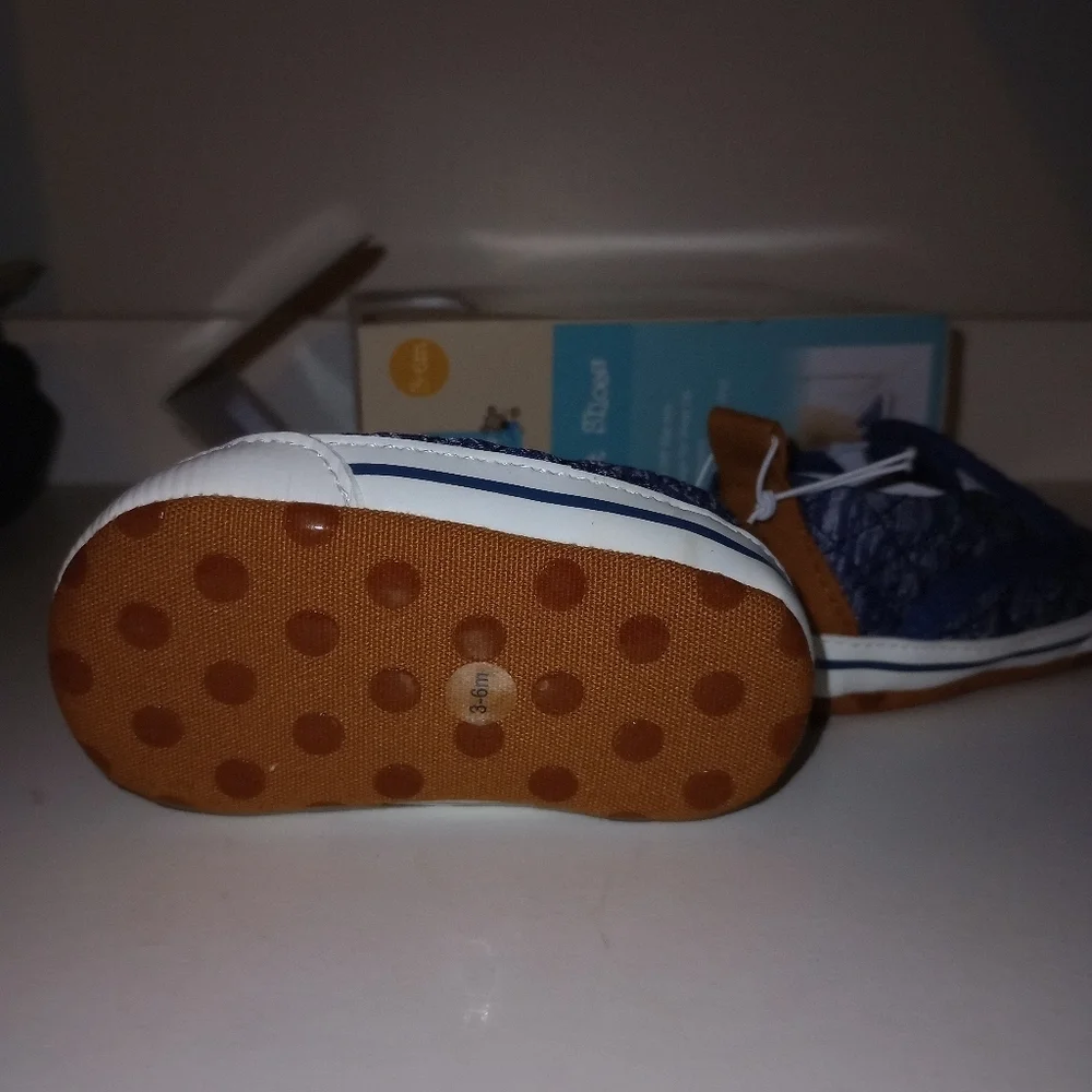 Blue and Brown Kids Slip-On Shoes 3-6 Months Baby Boy Lily And Dan